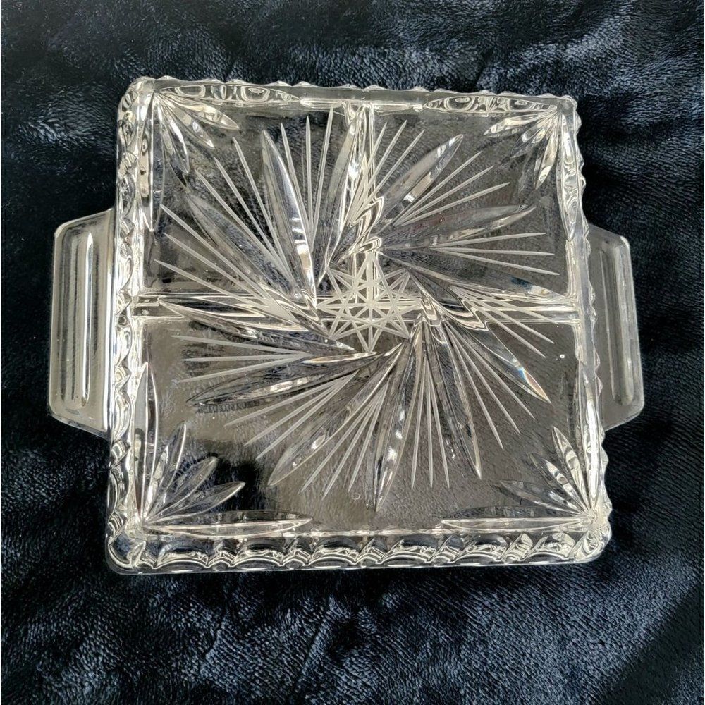 3 Section Crystal Dish Butter Dish‎ - Picture 9 of 12